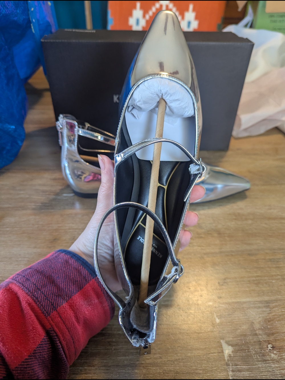 Kenneth Cole Women's Silver Pointed-Toe Mary Jane Flats - Picture 5 of 10